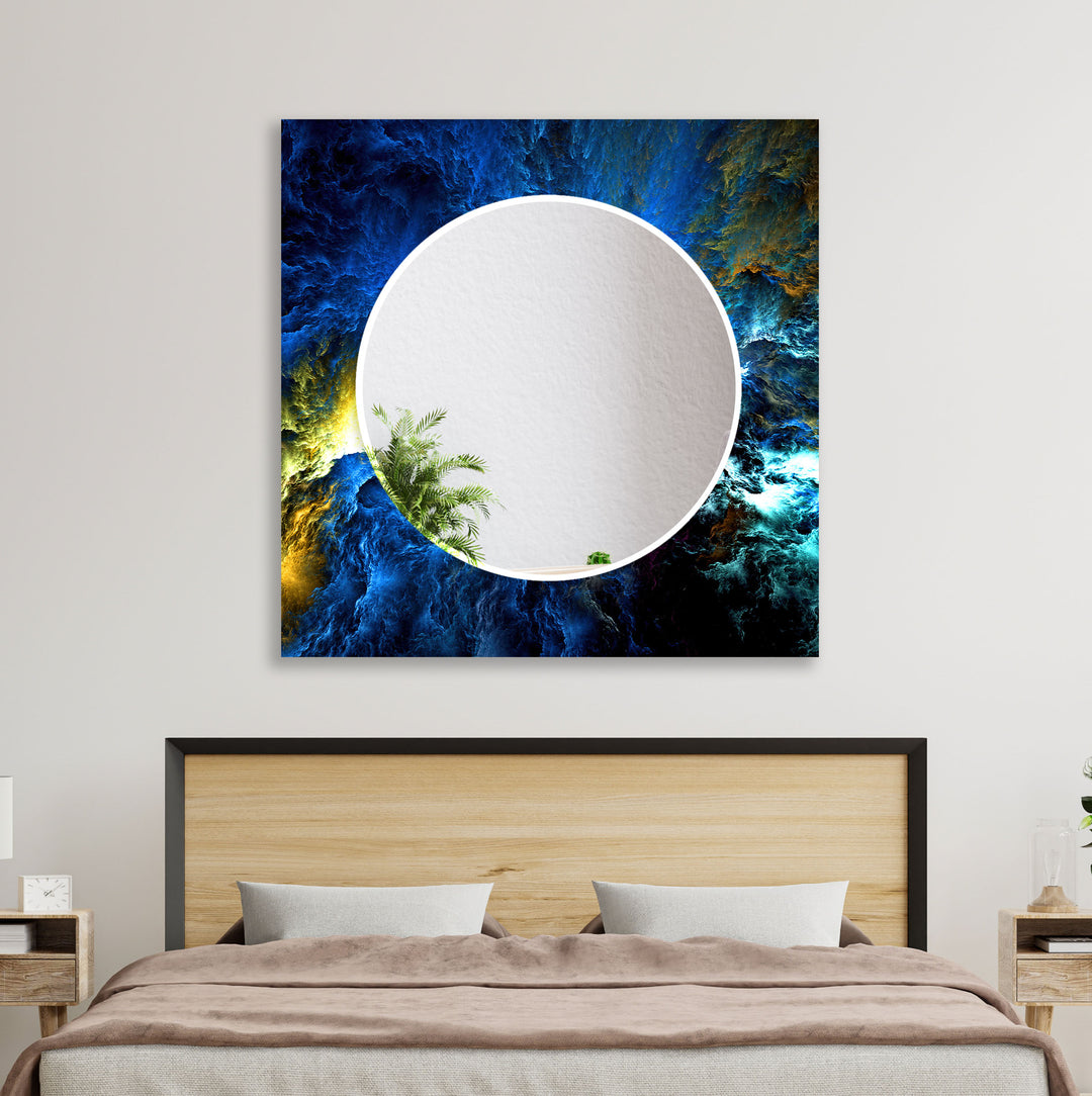 Abstract Space Round Wall Mirror Gold Mirror
