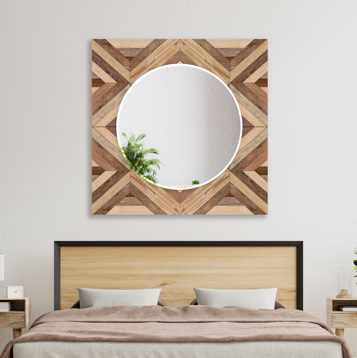 Wood Pattern Light Brown Wall Mirror Modern Mirror
