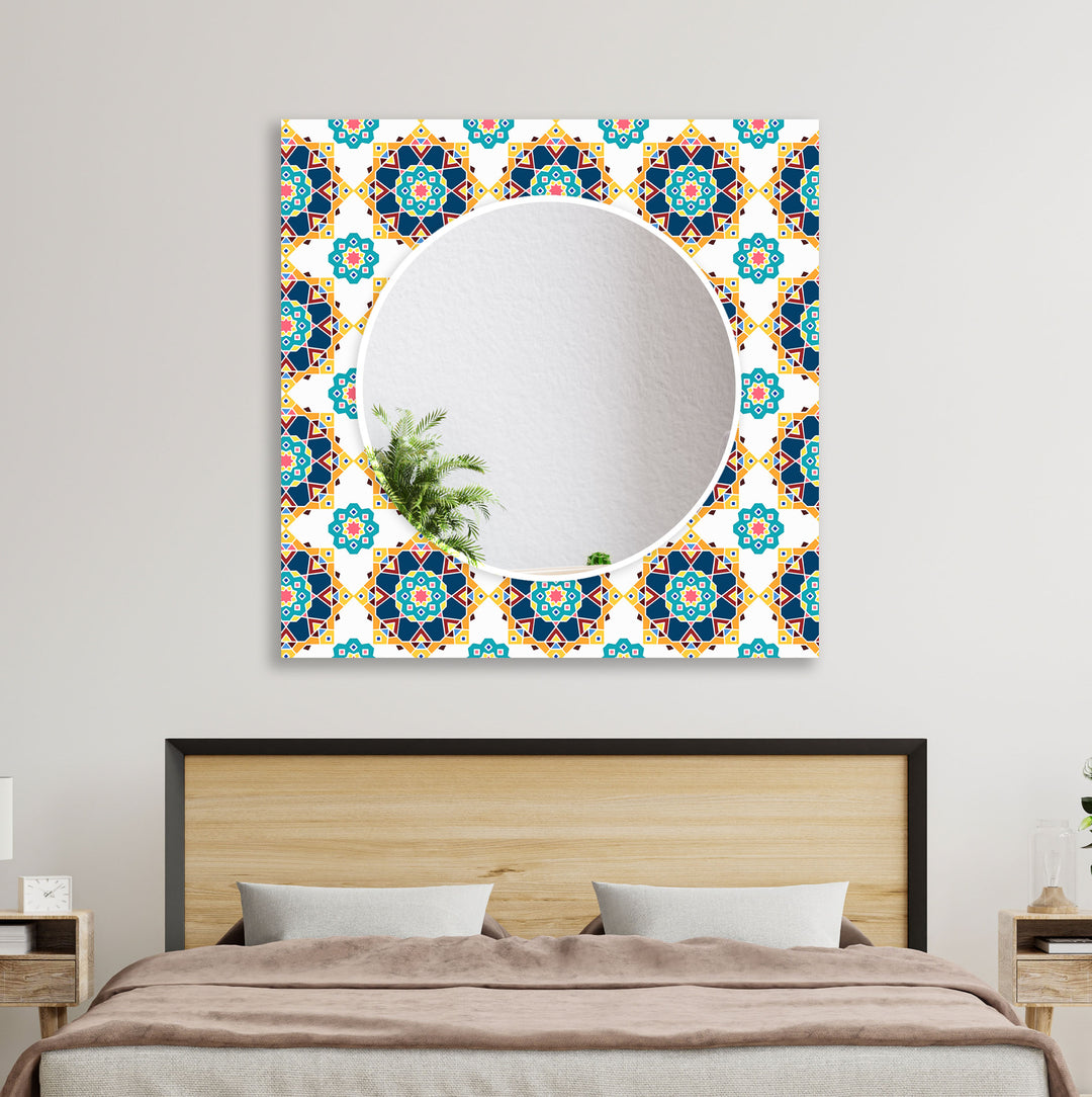 Mosaic White & Green Wall Mirror led mirrors
