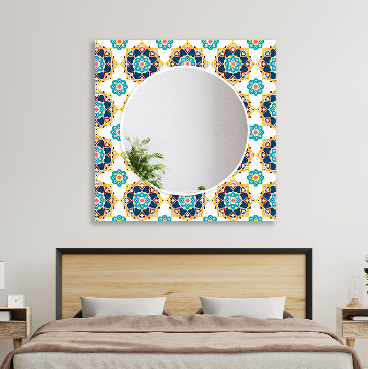 Mosaic White & Green Wall Mirror led mirrors
