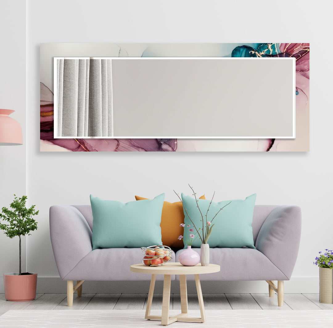 Pink Marble Design Wall Mirrors Blue Mirror
