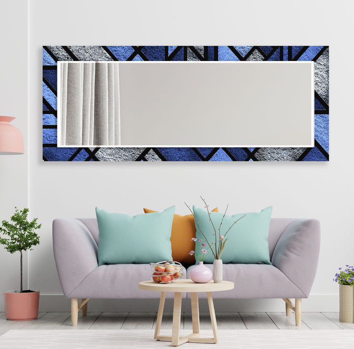 Blue Geometric Stained Wall Mirror Huge Wall Mirror
