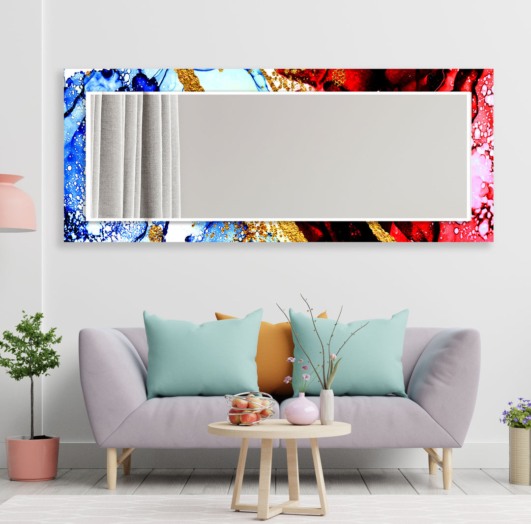 Golden Red & Blue Wall Mirror Large Mirror
