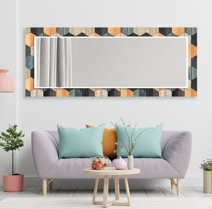 Wood Pattern Orange Black Wall Mirror Wood Mirror
