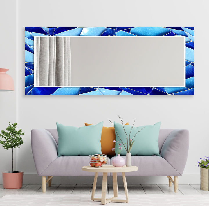 Stained Cracked Blue Wall Mirror decorative mirrors   
