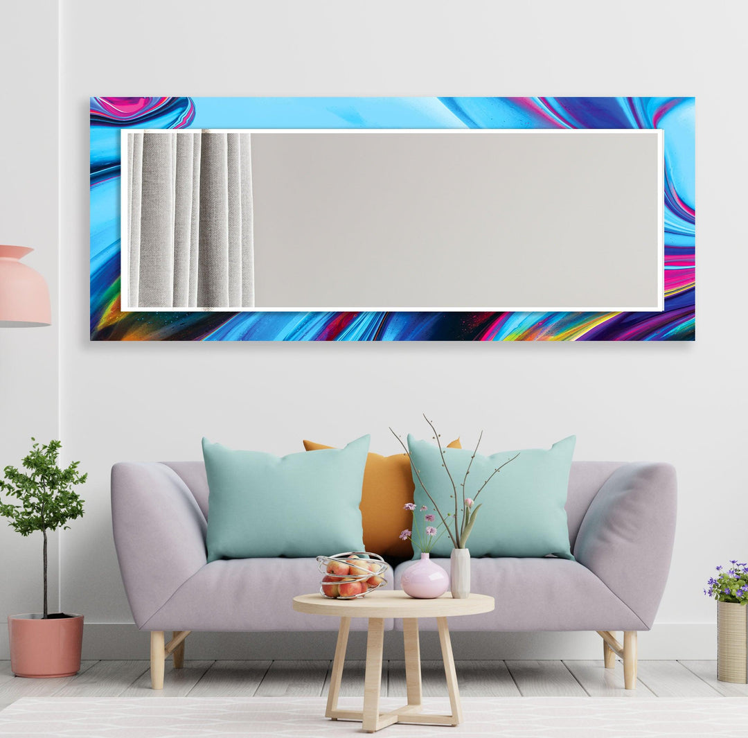 Colored Blue Wall Mirrors backlit mirror
