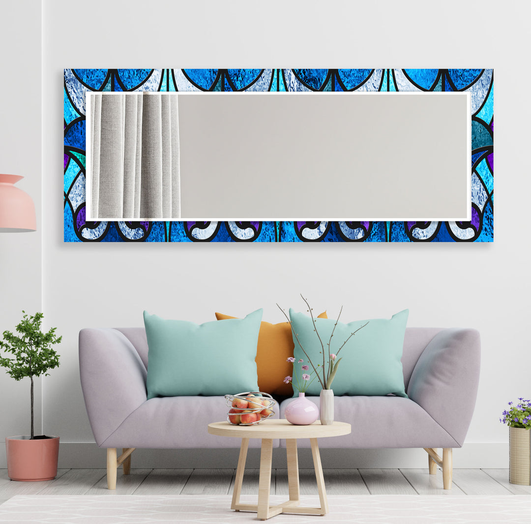 Geometric Blue Lines Wall Mirror mirror black
