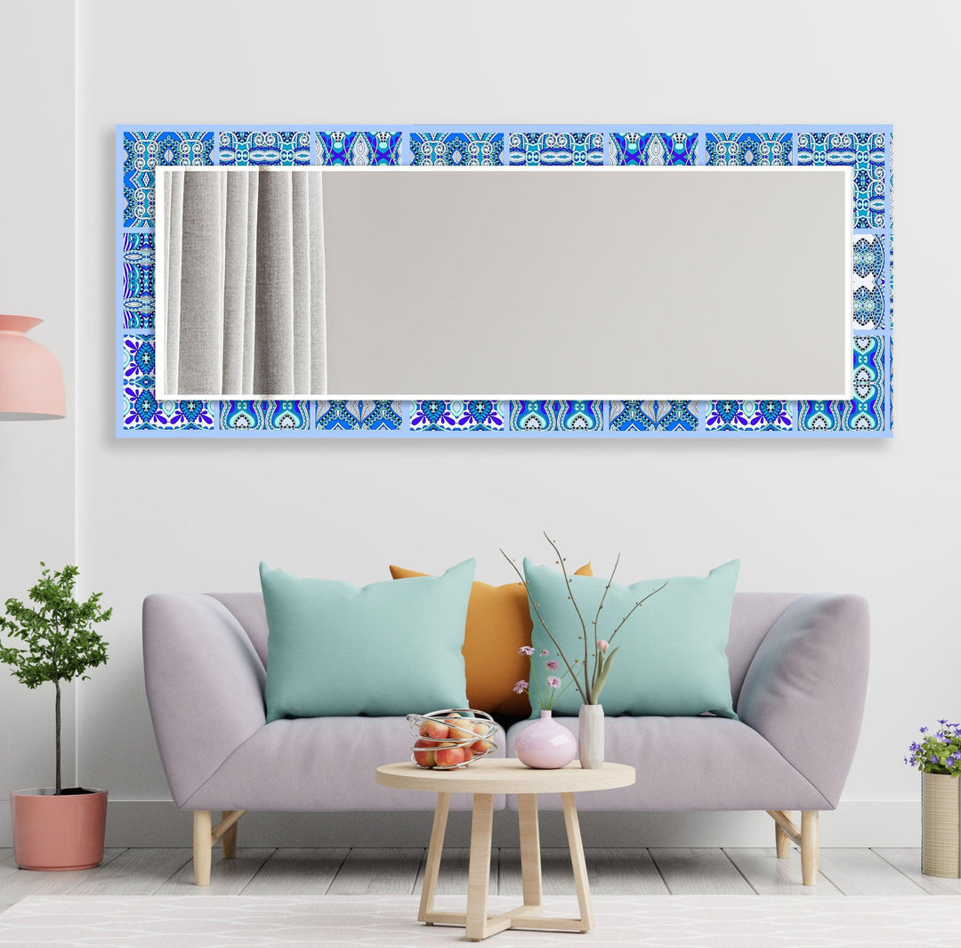 Ethnic Blue Mosaic Design Wall Mirror Modern Mirror
