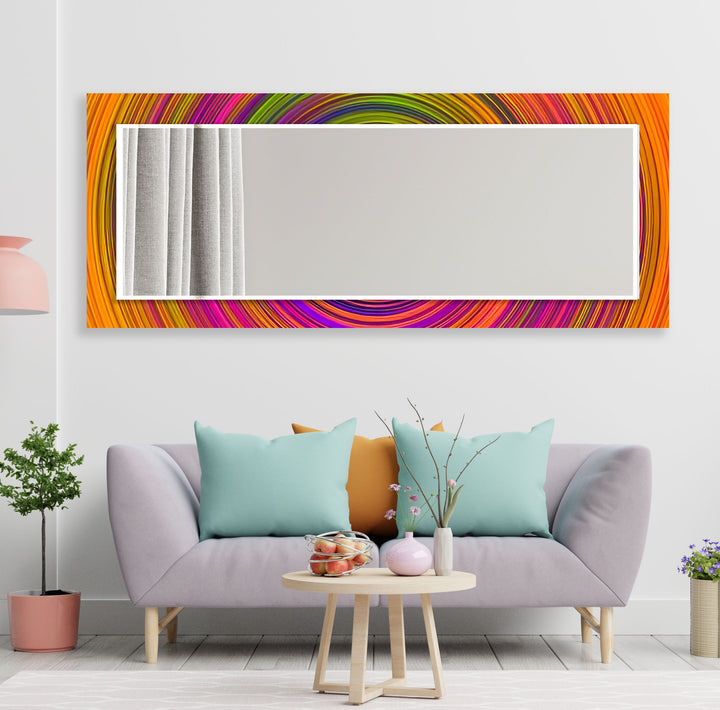 Orange & Pink Circles Wall Mirrors Square Mirror
