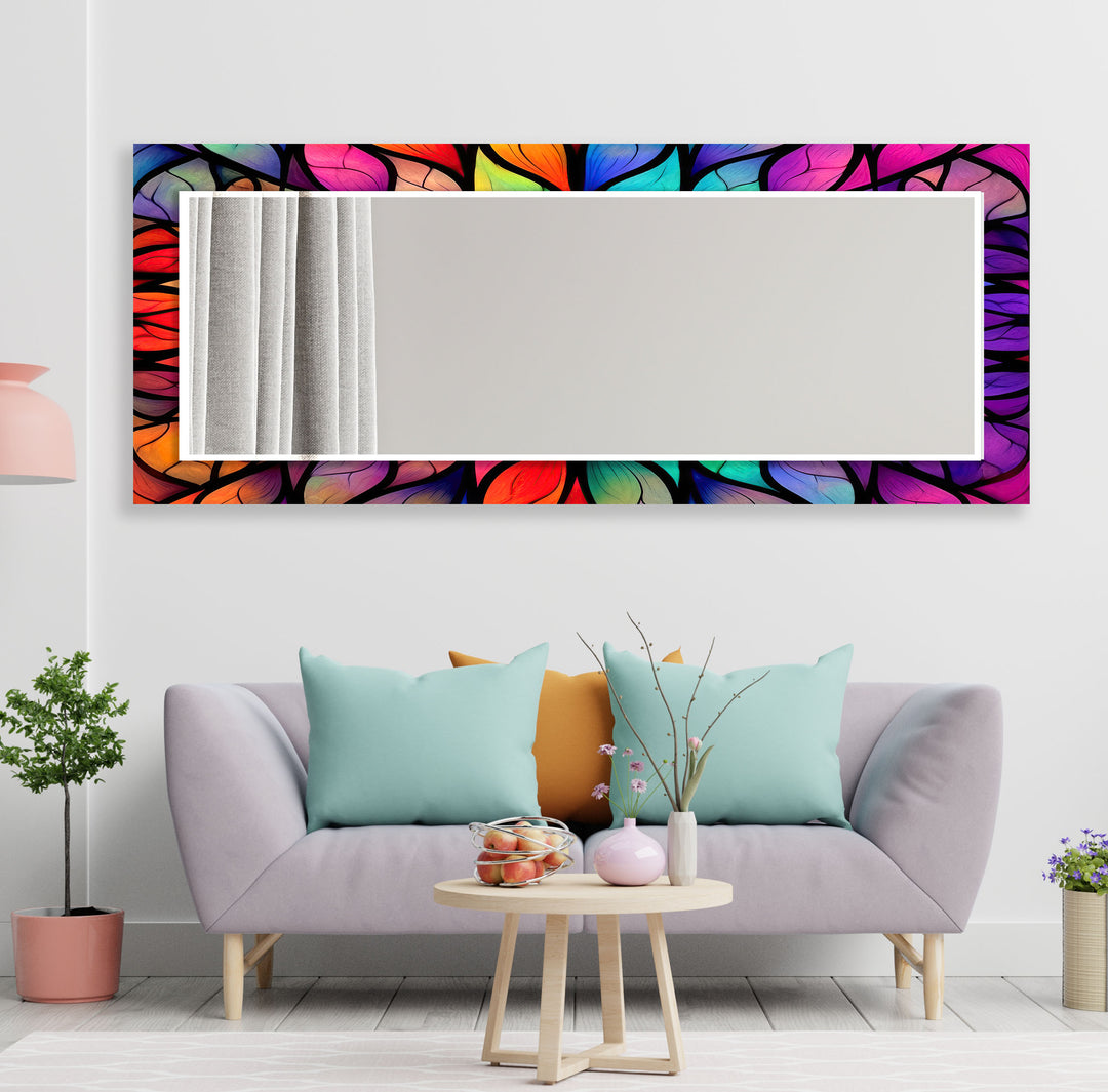 Stained Flower Wall Mirror black frame mirror
