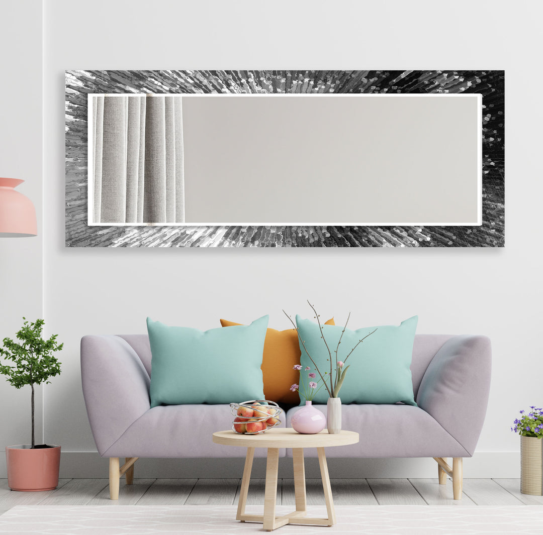 Silver and Black Splash Wall Mirror Rectangle Wall Mirror
