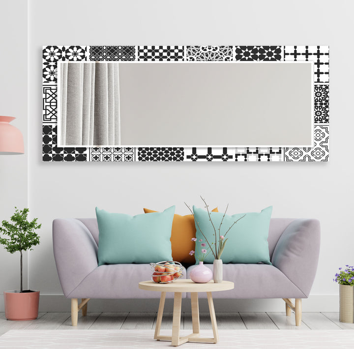 Black and White Mosaic Wall Mirror long mirror
