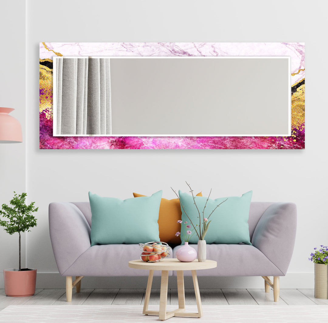 Pink & Golden White Wall Mirror wall decorative mirror
