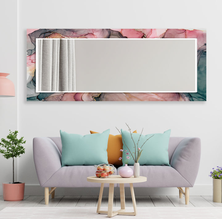 Abstract Pink Liquid Ink Wall Mirror Bedroom Wall Mirror
