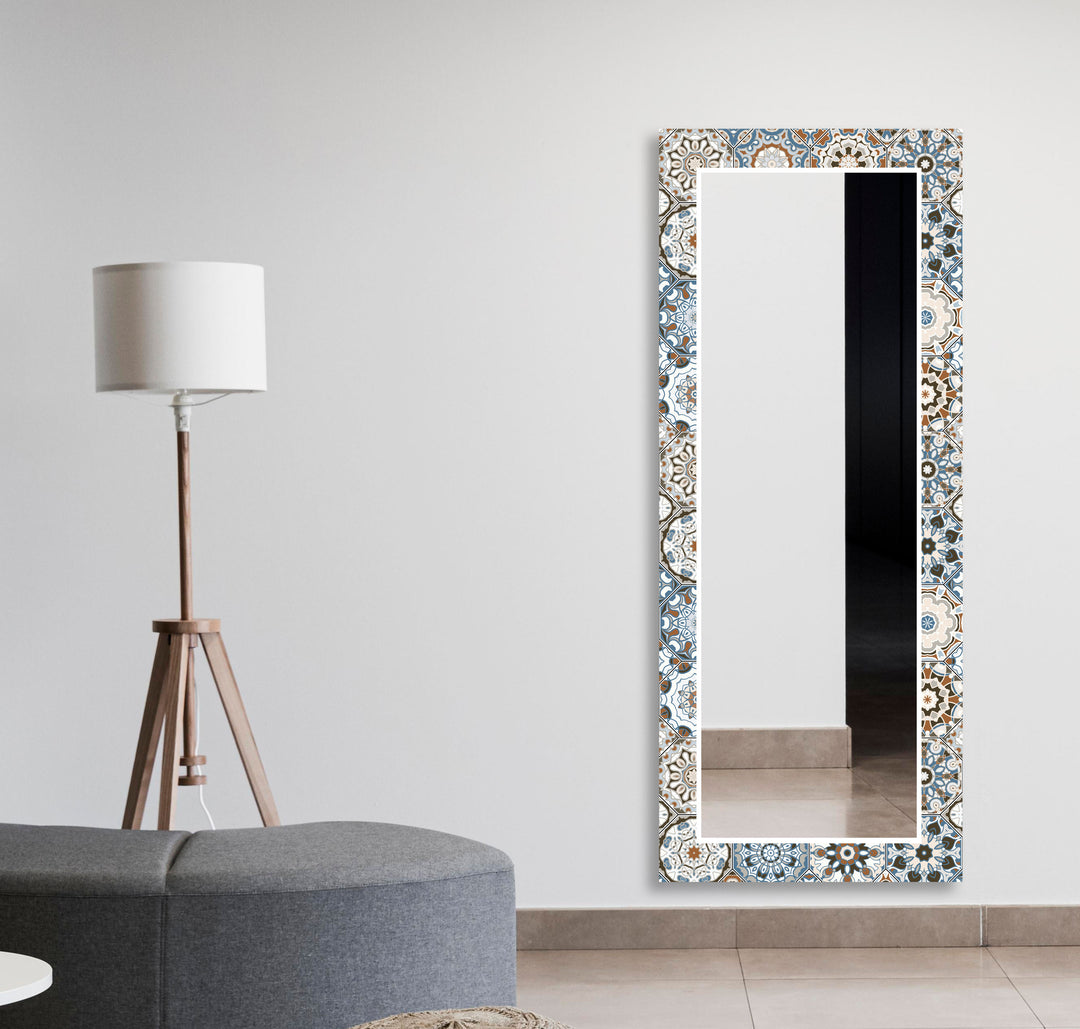 Mosaic Silver Beige Round Wall Mirror wall mirror
