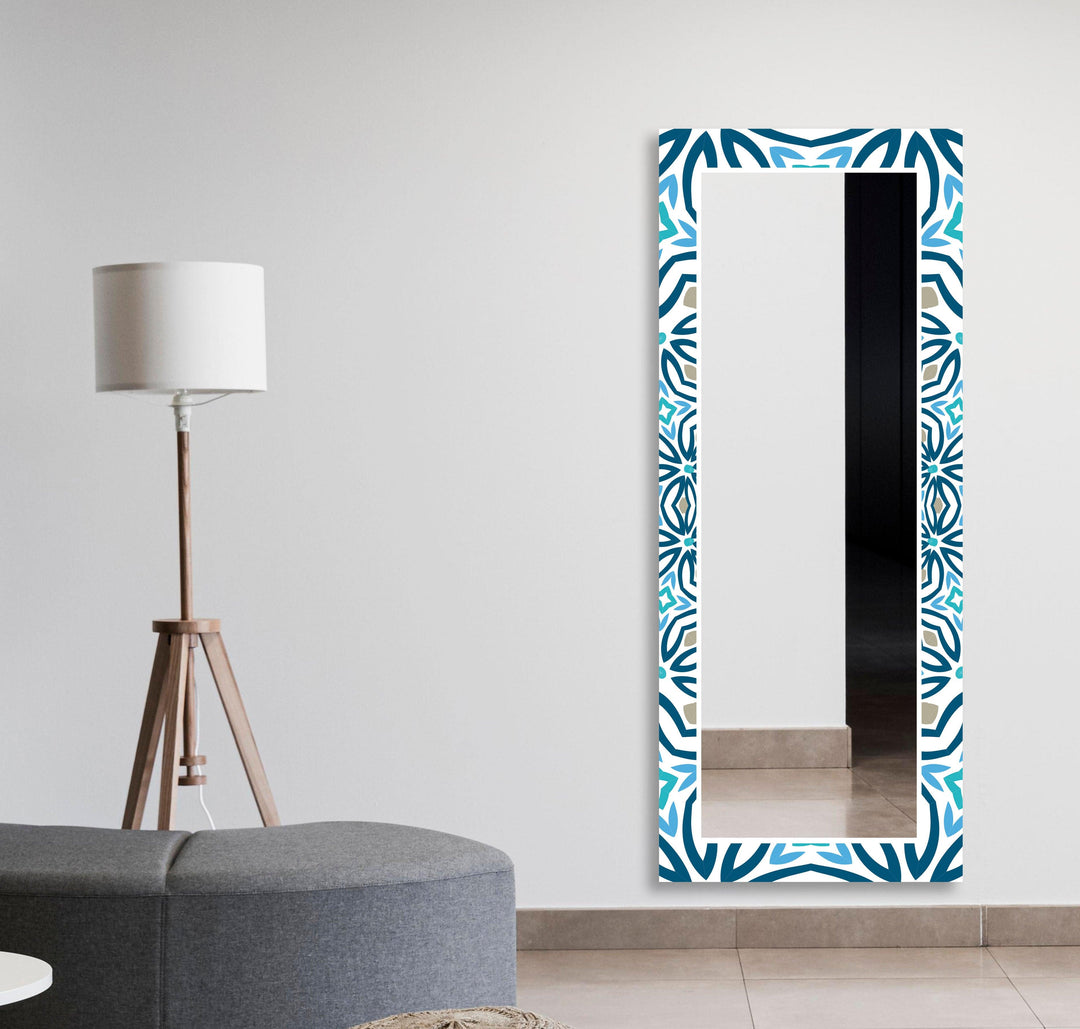 Blue Mosaic Lines Wall Mirrors Small Wall Mirror
