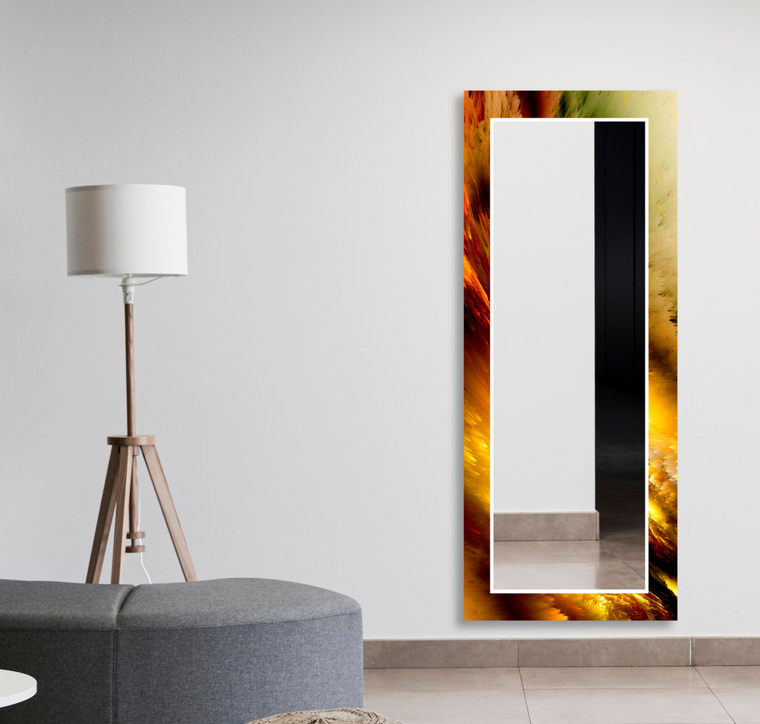 Orange & Beige Abstract Wall Mirrors led mirrors
