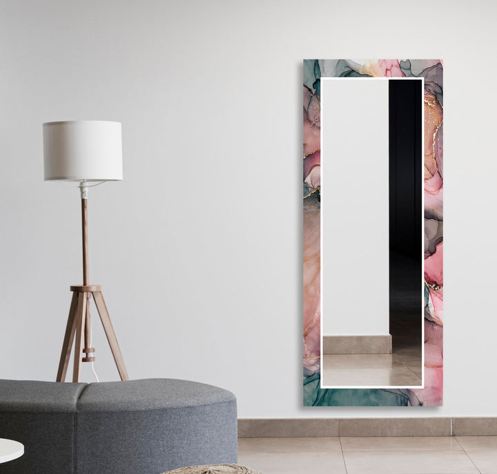 Abstract Pink Liquid Ink Wall Mirror Long Mirror
