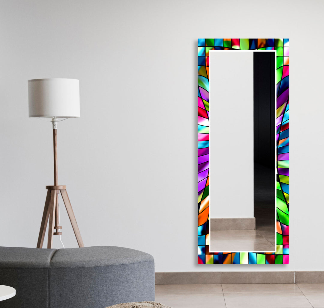 Colored 3D Stained Wall Mirror Framed Mirror
