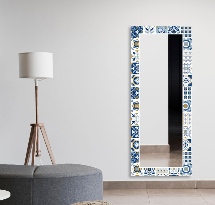 Blue and White Wall Mirrors floor mirror
