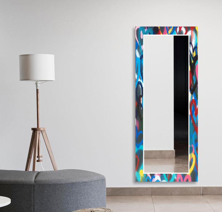 Abstract Colorful Graffiti Wall Mirror Black Wall Mirror
