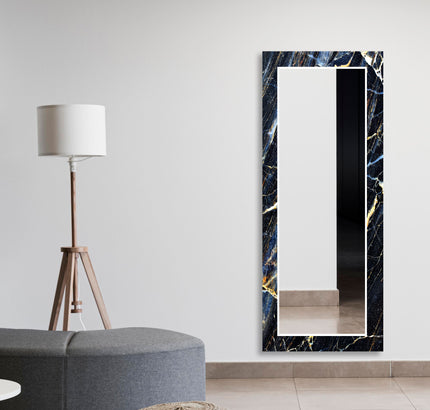 Marble Round Tempered Glass Wall Mirror