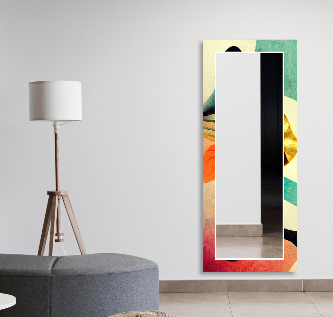 Green & Orange with Golden Wall Mirror Modern Wall Mirror
