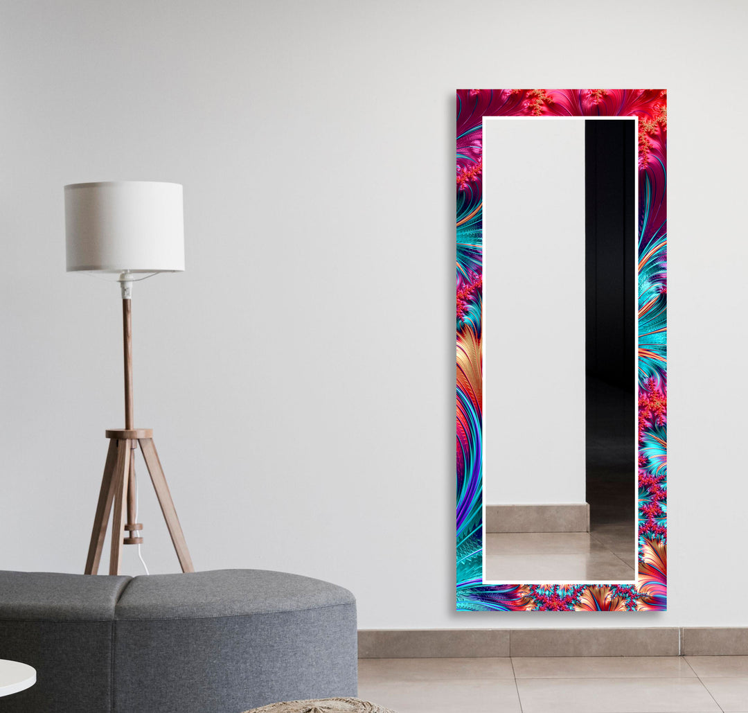 Abstract Fractal Neon Wall Mirror Rectangle Wall Mirror
