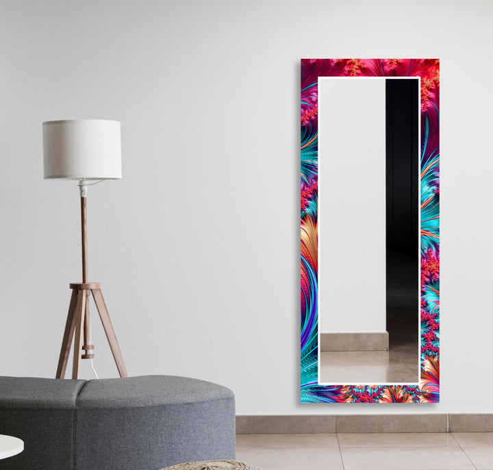 Abstract Fractal Neon Wall Mirror Rectangle Wall Mirror
