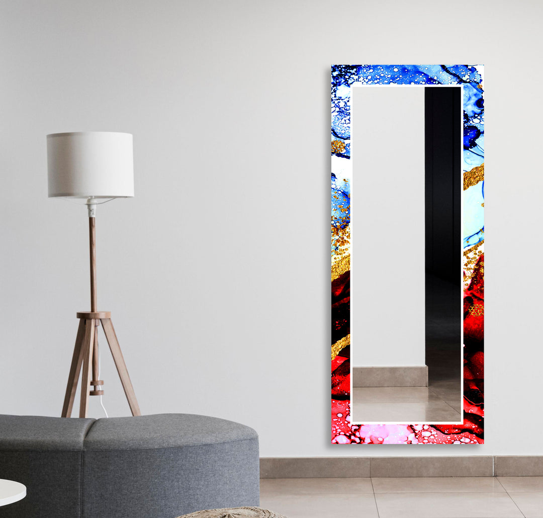 Golden Red & Blue Wall Mirror Long Mirror
