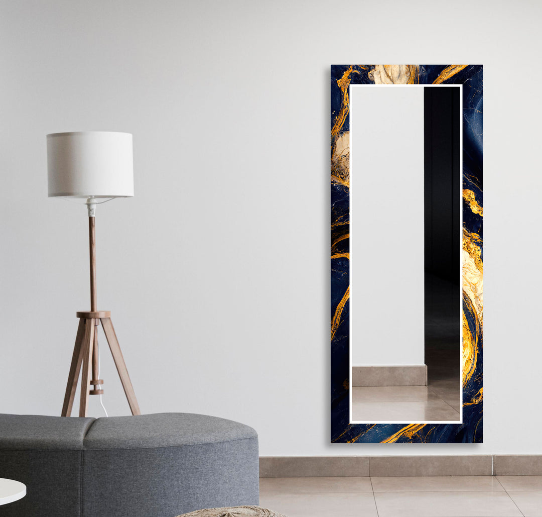 Dark Blue Golden Details Wall Mirrors wall decorative mirror
