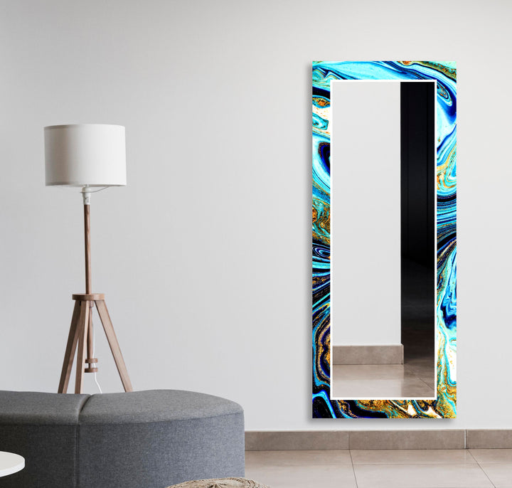 Vivid Blue Epoxy Wall Mirror Abstract Wall Mirror
