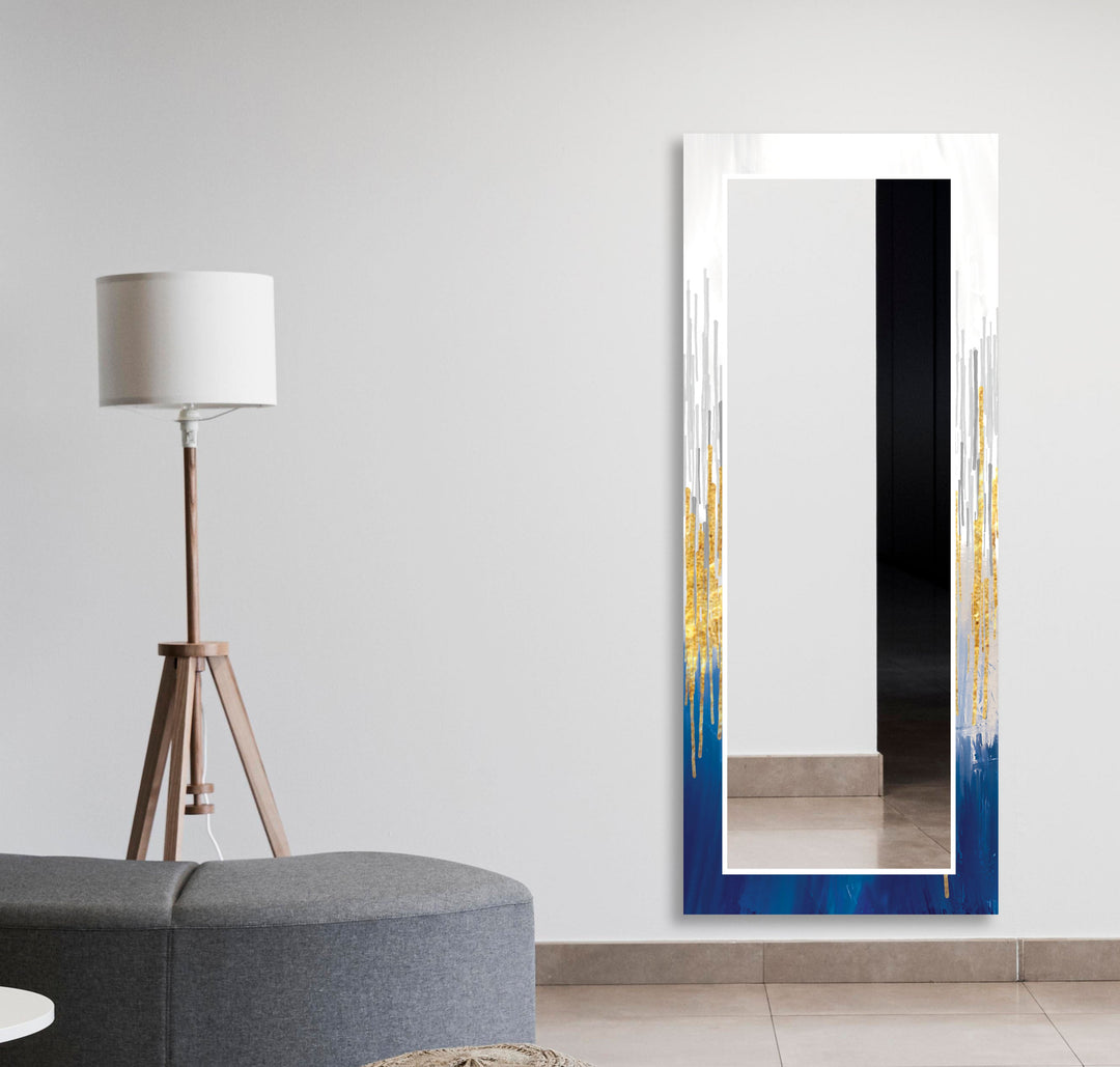 Marble Gold & Blue Wall Mirror gold frame mirror
