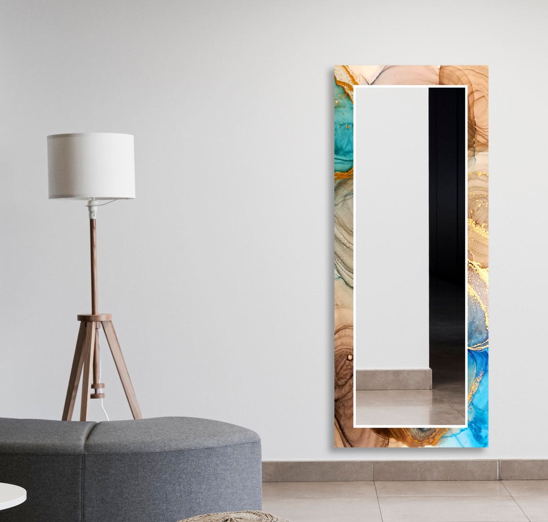 Wood Beige Abstract Wall Mirror huge mirror
