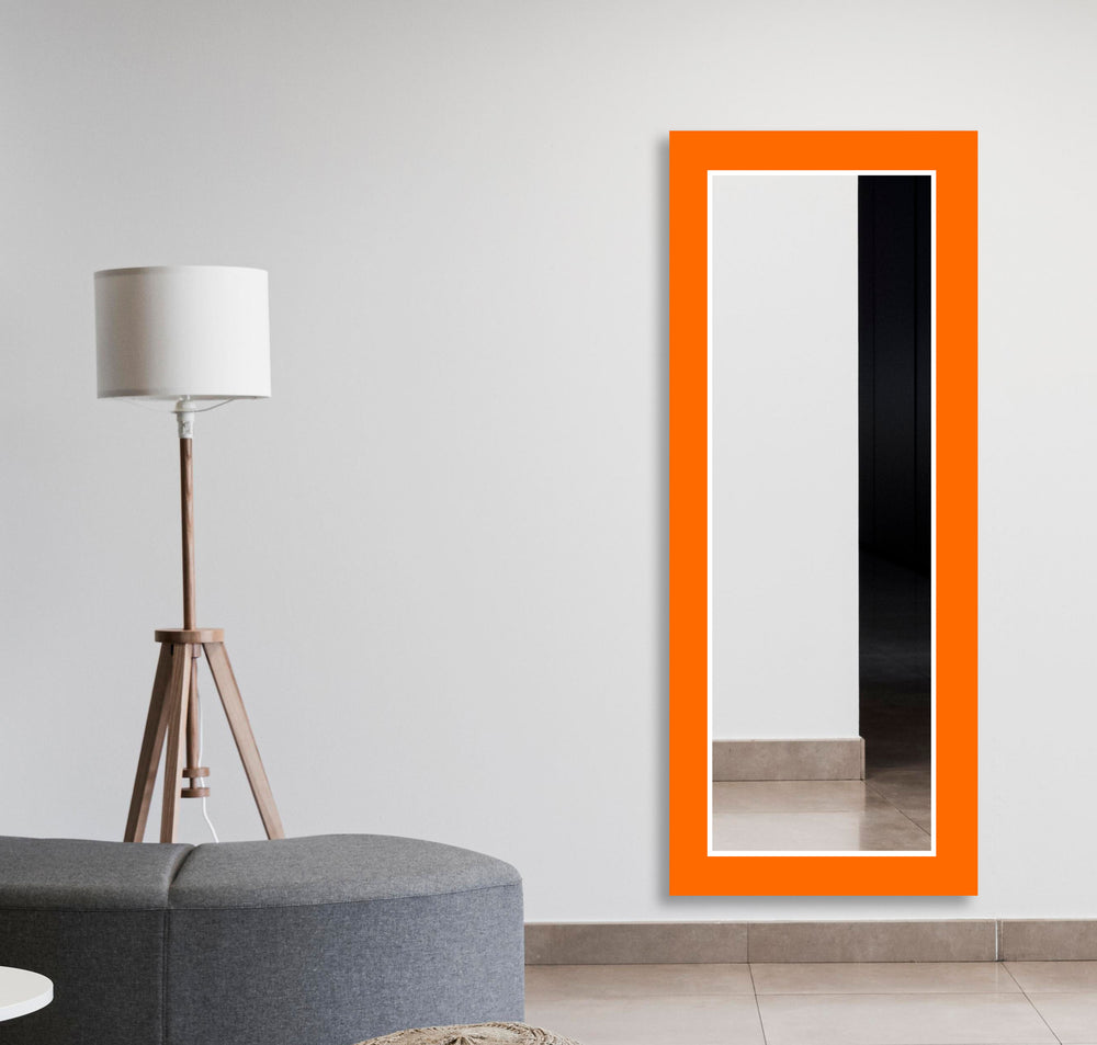 Orange Solid Color Wall Mirrors Stained Glass Mirror
