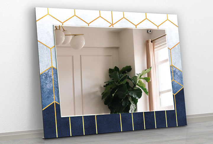 Golden Blue Details Wall Mirror large living room mirror
