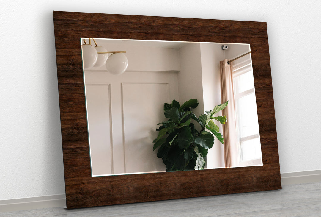 Dark Brown Wood Pattern Wall Mirror Huge Wall Mirror
