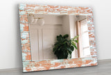 Wood Pattern Tempered Glass Wall Mirror