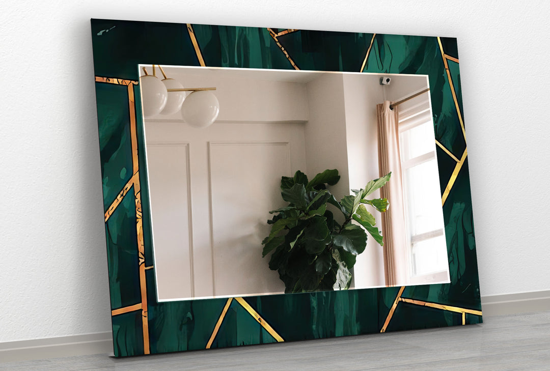 Green Geometric Shapes Wall Mirror living room mirror
