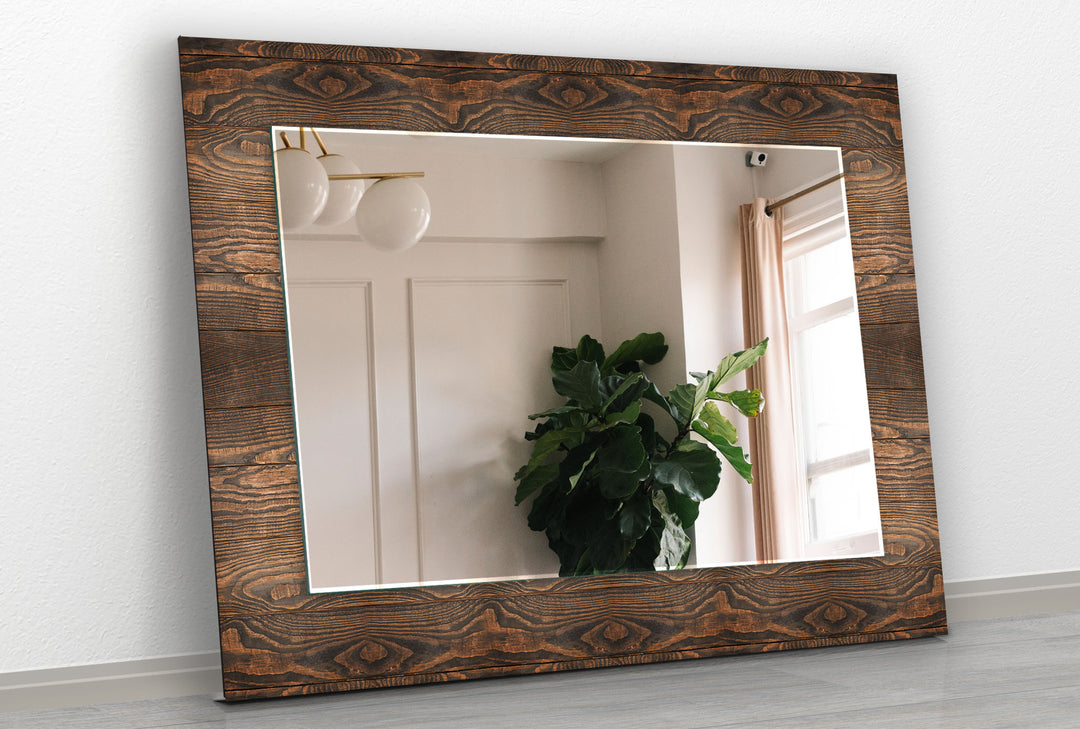 Dark Wood Design Wall Mirror Red Mirror
