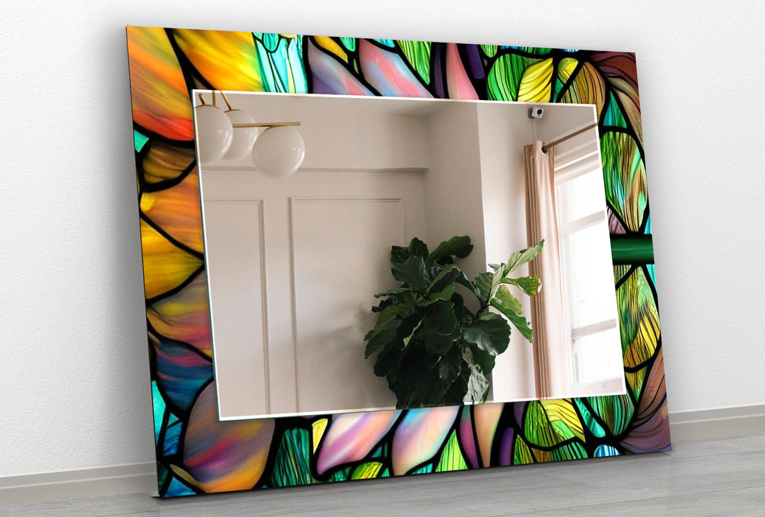 Green & Brown Stained Wall Mirror Large Wall Mirror
