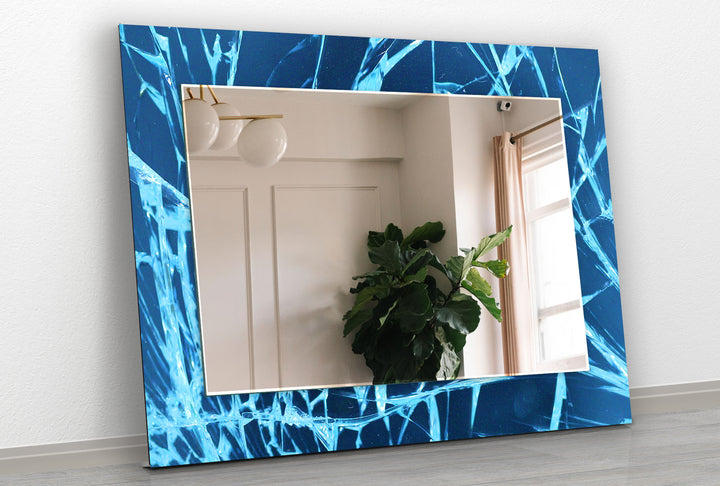 Blue Fragmented Abstract Wall Mirror large mirror
