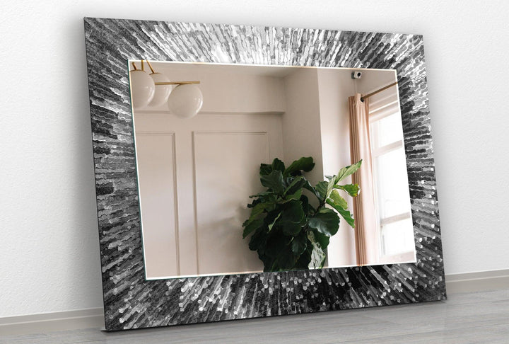 Silver and Black Splash Wall Mirror Round Wall Mirror
