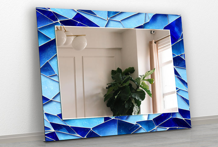 Stained Cracked Blue Wall Mirror large wall mirror
