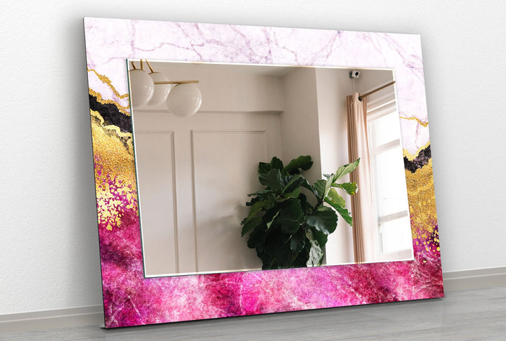 Pink & Golden White Wall Mirror unique mirrors
