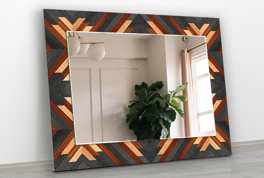 Wood Pattern Black Wall Mirror Gold Mirror
