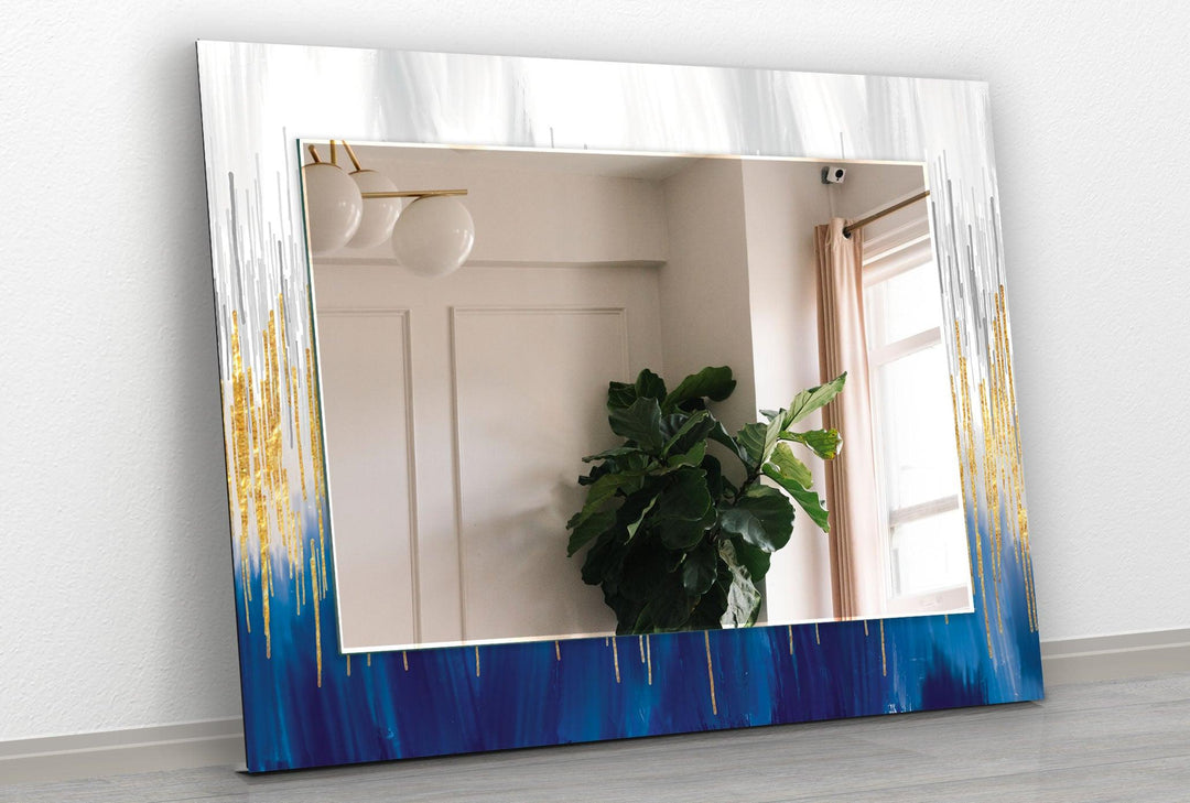 Marble Gold & Blue Wall Mirror gold mirror
