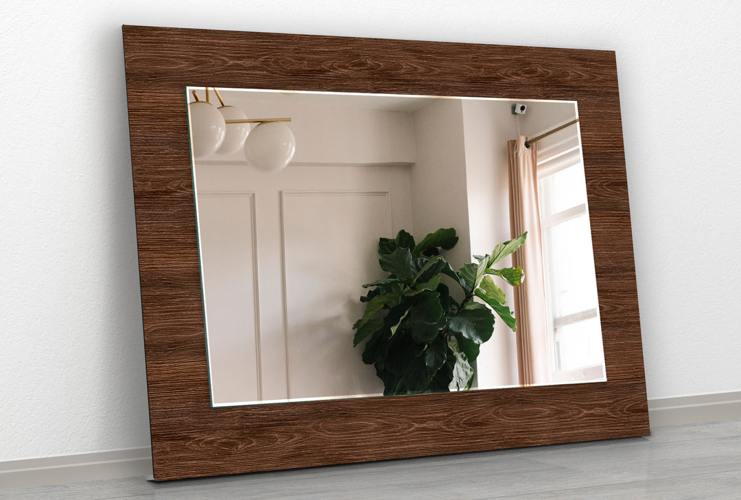 Wooden Dark Brown Design Wall Mirror Modern Wall Mirror
