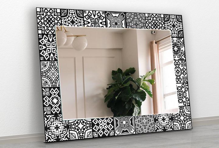 Black White Vintage Mosaic Wall Mirror unique mirrors
