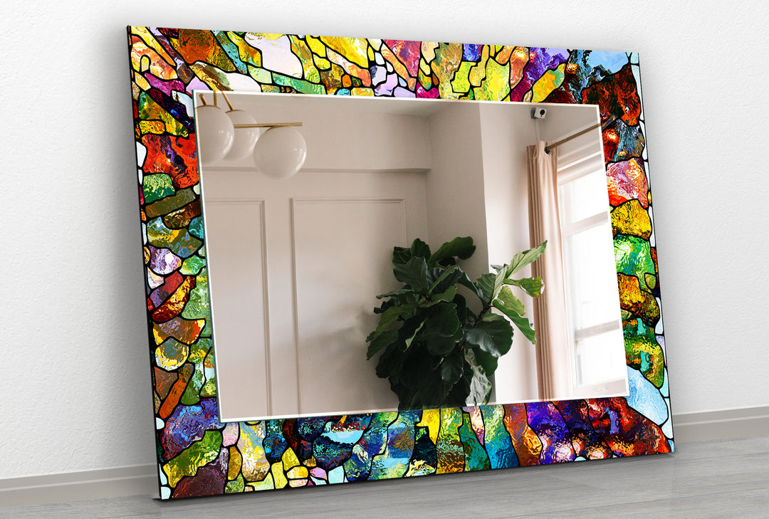 Stained Colorful Stones Wall Mirrors Modern Mirror
